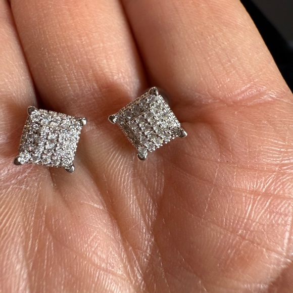 Moissanite Square 925 Sterling Silver Stud Earrings